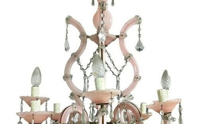 Murano glass chandelier, pink color, 8 lights, 20th