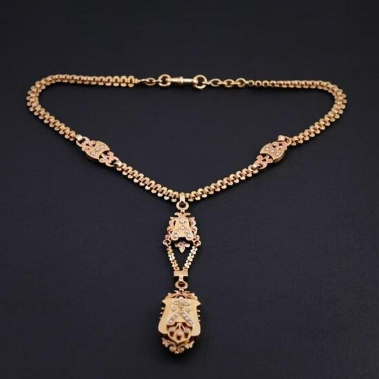 Napoleon III 18K Gold Turquoise Necklace