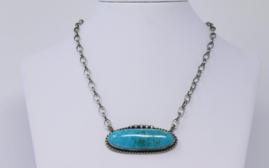 Native American Navajo Turquoise Necklace in Sterling