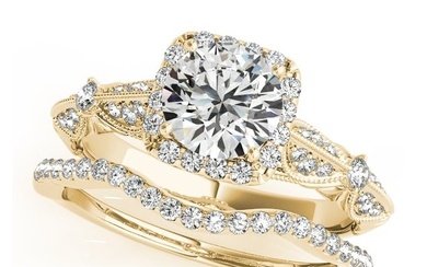 Natural 2.33 CTW Diamond Engagement Ring SET 18K Yellow Gold