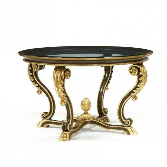 Neoclassical Style Glass Top Center Table