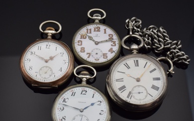 OMEGA and 3 more open face pocket watches,...