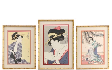 Offset Lithographs after Kitagawa Utamaro of Figures in Interior Scenes