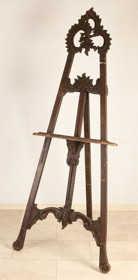 Old wood carved Rococo style easel. Dimensions: H 192 x