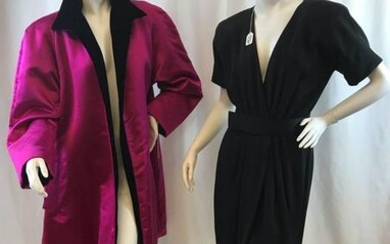 Oscar De La Renta Hot Pink Silk Evening Coat and