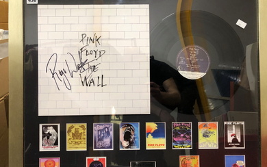 PINK FLOYD - THE WALL LP SIGNED BY ROGER WATERS, FRAMED WITH MINIATURE PINK FLOYD POSTERS + COA.