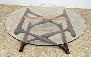 POUL HUNDEVAD VAMDRUP Table. Folding Wood Base Glass T