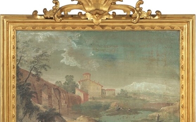 «Paesaggio fluviale con architettura e figure» e «Paesaggio fluviale con figure sulle rive», Scuola bolognese del XVIII secolo