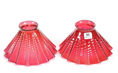 Pair Cranberry Art Glass Lamp Shades