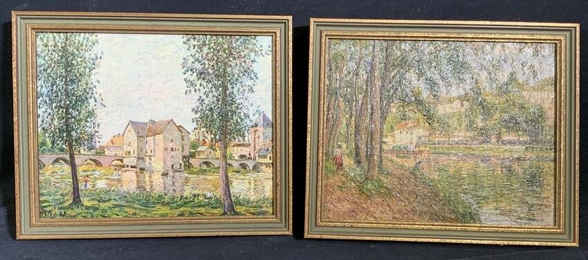 Pair Impressionist Painting Printed Reproduction