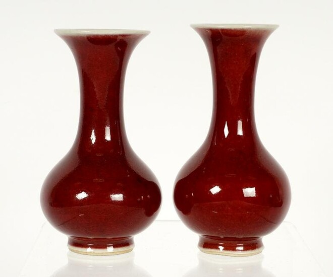Pair Antique Miniature Chinese Sang de Boeuf Vases