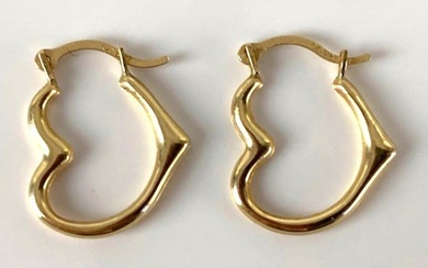 Pair of 14K Gold Heart Hoop Earrings