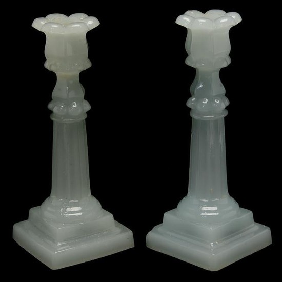 Pair of Boston and Sandwich Glass Co. Alabaster