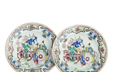 Pair of Chinese porcelain 'figural' plates, Yongzheng