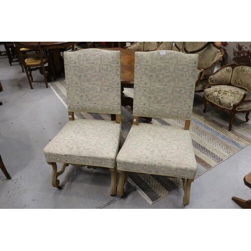 Pair of French beech framed high side chairs (2)