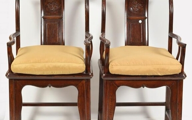 Pair of Hardwood Arm Chairs, China, Qing Dynasty