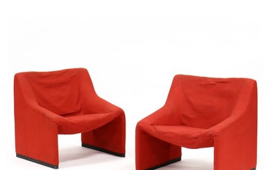 Pair of Italian Modern Upholstered Club Chairs