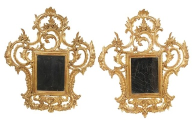 Pair of Italian Rococo-Style Giltwood Wall Mirrors