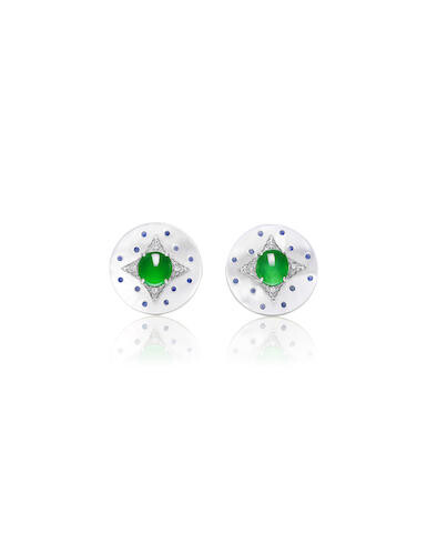 Pair of Jadeite, Gem-set and Diamond Earrings