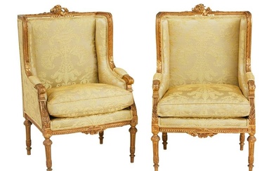 Pair of Louis XVI-Style Bergeres avec Oreilles