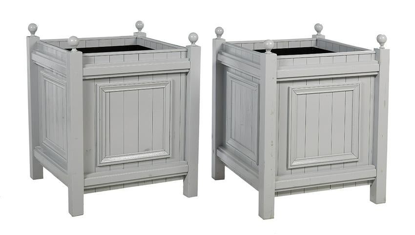 Pair of "Windsor"-Style Painted Wooden Tree Tubs
