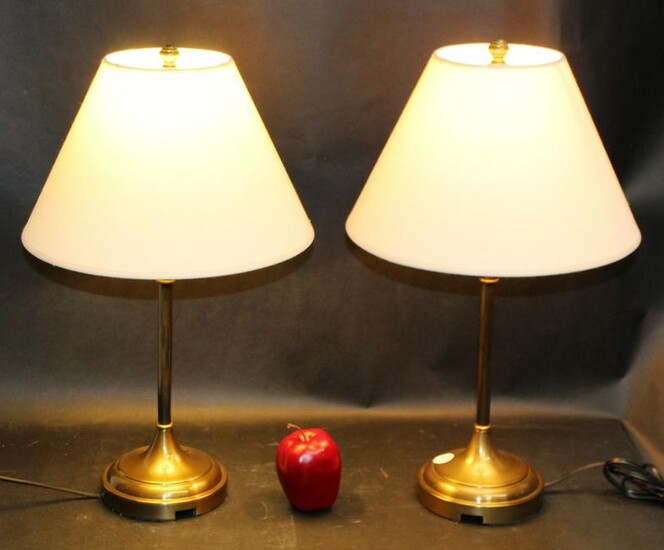Pair of brass finish lamps