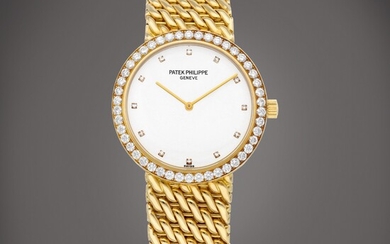 Patek Philippe Calatrava, Reference 5006 | A yellow gold and diamond-set bracelet watch, Circa 2000 | 百達翡麗 | Calatrava 型號5006 | 黃金鑲鑽石鏈帶腕錶，約2000年製