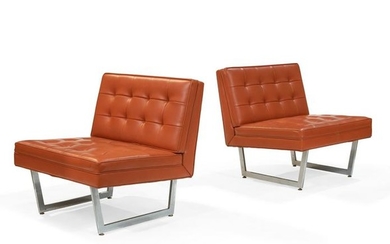 Patrician Tufted Vinyl Lounge Chairs - Pair