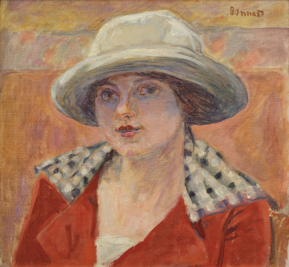 Pierre Bonnard (1867-1947) Jeune Femme au chapeau blanc ou Étude de tête