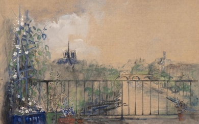 Pierre Laprade (1875-1931), "Notre-Dame de Paris, vue de la terrasse d'Héléna Rubinstein,quai de Béthune" 1925