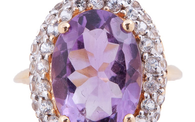Ladies 14kt Diamond & Pink Amethyst Ring