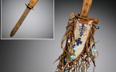 Plains Native American beaded sheath & knife