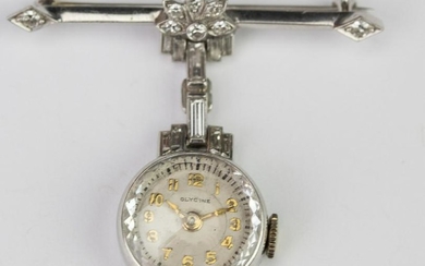 Platinum & Diamond Art Deco Brooch Pendant Watch
