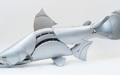 Ptolemy Elrington, British, 1965, Salmon, plastic hub caps and spare car parts, approximately 107cm long Note: Ptolemy Elrington is a Brighton based artist who studied art and design at Bradford and Ilkley Community College in the mid-eighties, and...