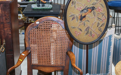 Queen Anne Style Armchair & a Oriole Fire Screen