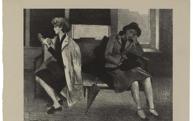 RAPHAEL SOYER (New York, 1899-1987), “Casting Office”, 1945., Lithograph, 9.75" x