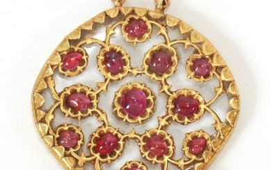 RUBY, PEARL & 22KT GOLD PENDANT