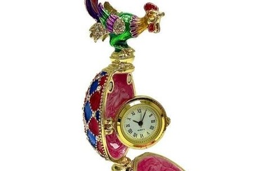 Raging Rooster Faberge Egg Clock
