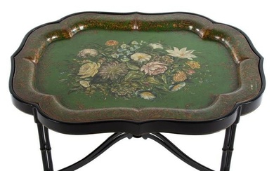 Regency Style Papier Mache Decorated Tray Table