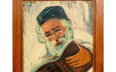 Rene Avigdor, Oil on Board, Portrait of a Rabbi, Signed