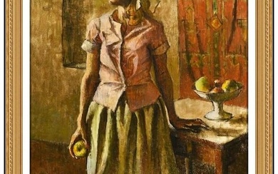 Robert Brackman Original Oil Painting On Canvas Signed Lady Portrait Framed Art QQ