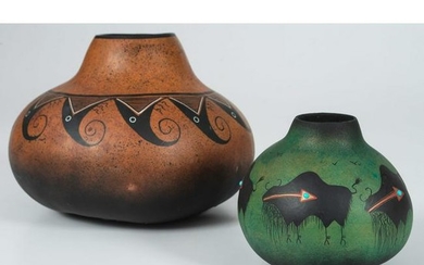 Robert Rivera (Apache, 20th century) Gourd Bowls