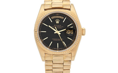 Rolex. An 18K gold automatic calendar bracelet watch Day-Date, Ref 18038/18000, Circa 1979
