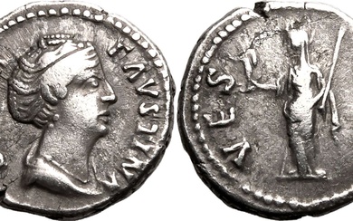 Roman Empire Diva Faustina I (wife of Antoninus Pius) AD 141-161 AR Denarius Very Fine