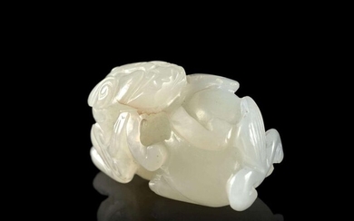SCULPTED WHITE JADE GROUP, China, Qing Dynasty, 19th century