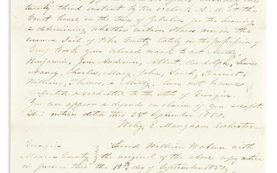(SLAVERY & ABOLITION.) Documents on the state's confiscation of 15 slaves owned by Grief Cook, a