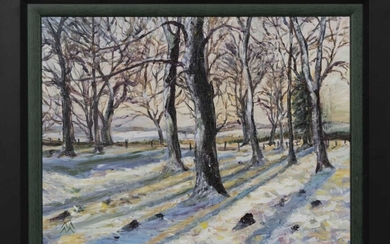 STUDY FOR SNOWY WOODLAND, AN OIL BY MARION MACDONALD