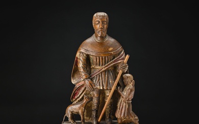 Saint ROCH, sujet en bois sculpté 19ème siècle H: 33 cm