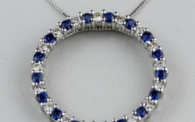 Sapphire & Diamond Circle Pendant on Chain *