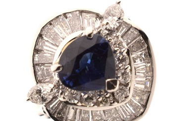 Sapphire and diamond cluster dress ring